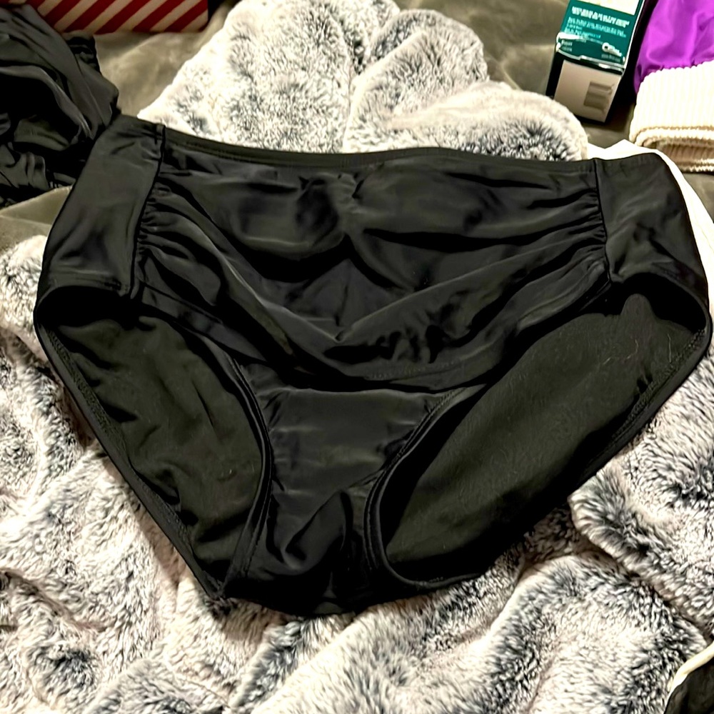 High waisted black bikini bottoms